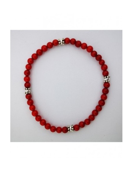 Pulsera Elástica de Gemas, Adornos de Plata y Bola Pequeña