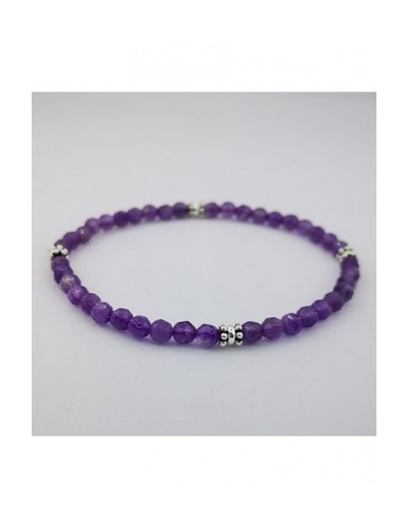 Pulsera Elástica de Gemas, Adornos de Plata y Bola Pequeña