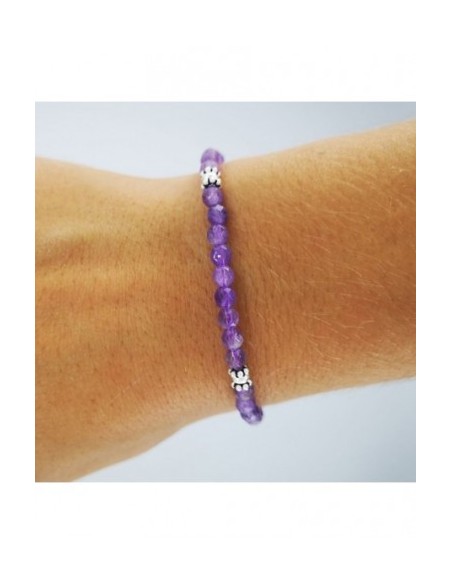 Pulsera Elástica de Gemas, Adornos de Plata y Bola Pequeña