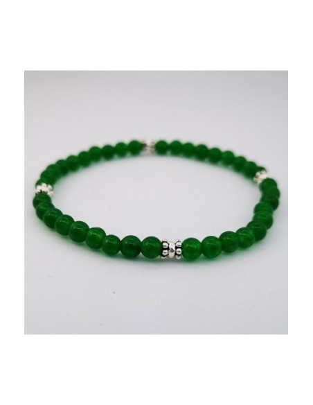 Pulsera Elástica de Gemas, Adornos de Plata y Bola Pequeña