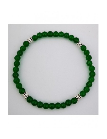 Pulsera Elástica de Gemas, Adornos de Plata y Bola Pequeña