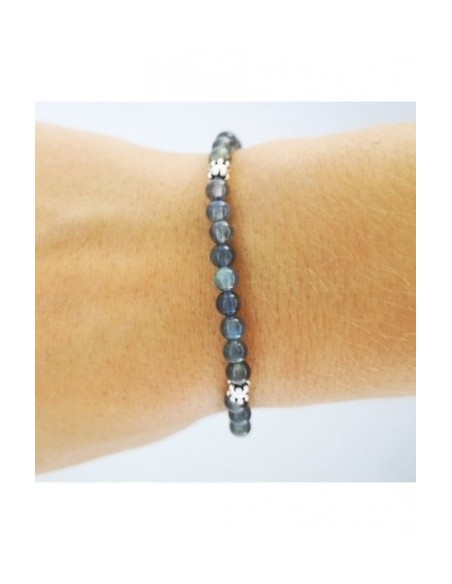 Pulsera Elástica de Gemas, Adornos de Plata y Bola Pequeña