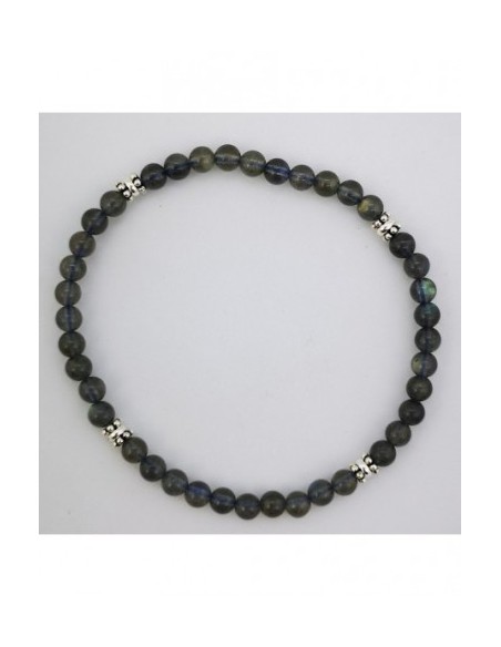 Pulsera Elástica de Gemas, Adornos de Plata y Bola Pequeña