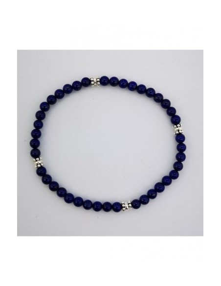 Pulsera Elástica de Gemas, Adornos de Plata y Bola Pequeña