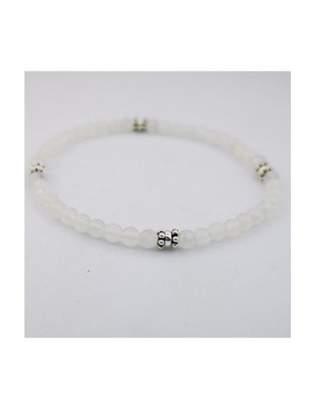 Pulsera Elástica de Gemas, Adornos de Plata y Bola Pequeña