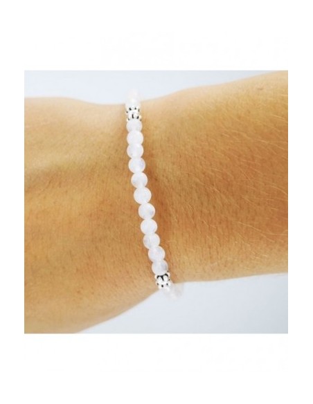 Pulsera Elástica de Gemas, Adornos de Plata y Bola Pequeña