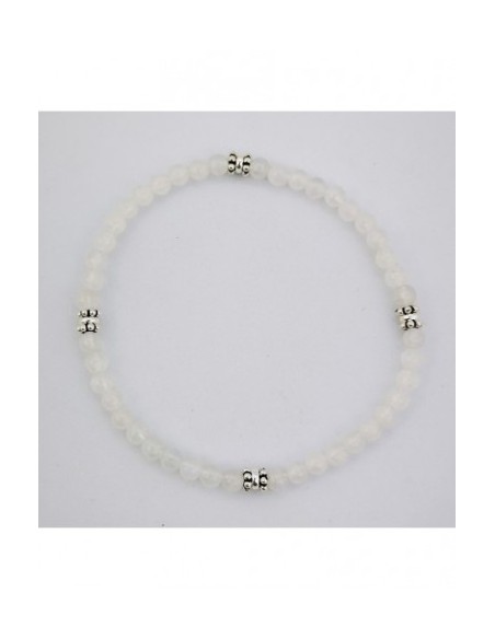 Pulsera Elástica de Gemas, Adornos de Plata y Bola Pequeña