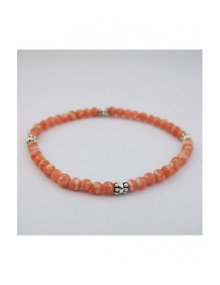 Pulsera Elástica de Gemas, Adornos de Plata y Bola Pequeña