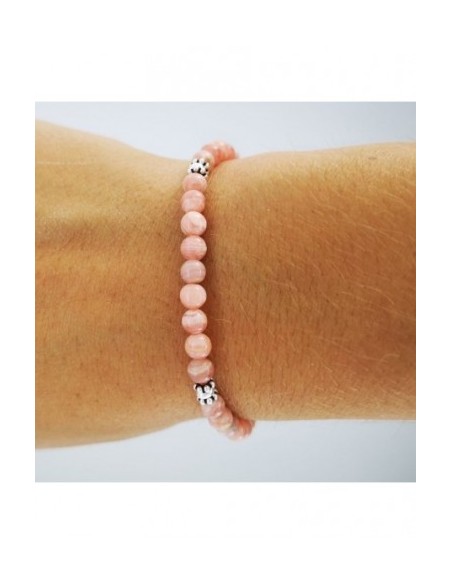 Pulsera Elástica de Gemas, Adornos de Plata y Bola Pequeña