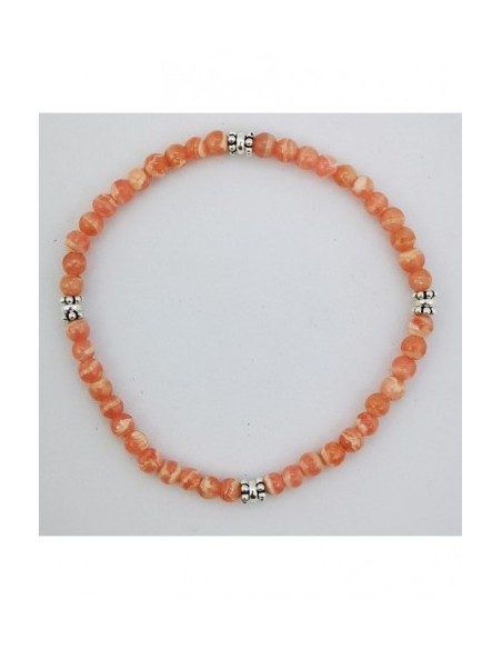 Pulsera Elástica de Gemas, Adornos de Plata y Bola Pequeña