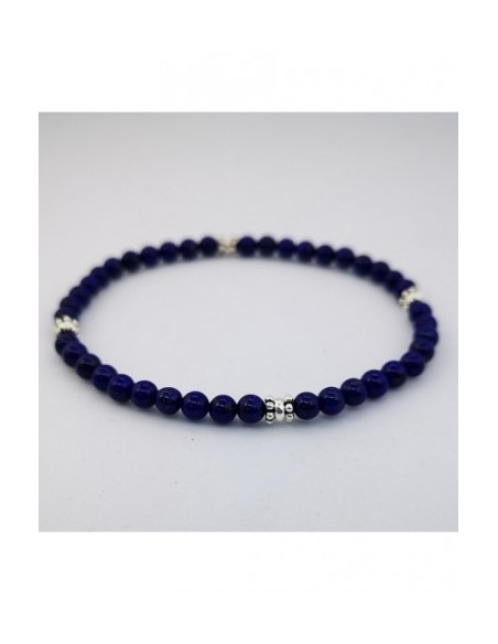 Pulsera Elástica de Gemas, Adornos de Plata y Bola Pequeña