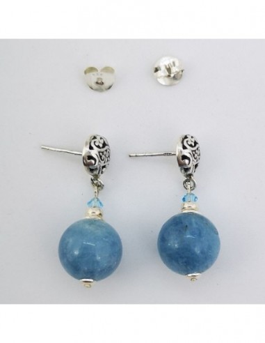 Round Gemstone Ball Earrings with...