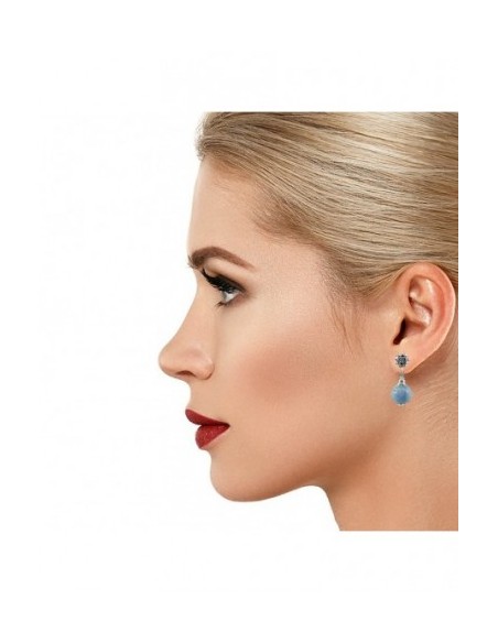 Round Gemstone Ball Earrings with Engraved Silver Ornament