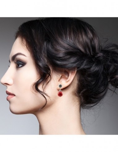 Round Gemstone Ball Earrings with...