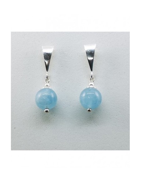 Pendientes de Gemas de Bola con Adorno de Plata Triángulo