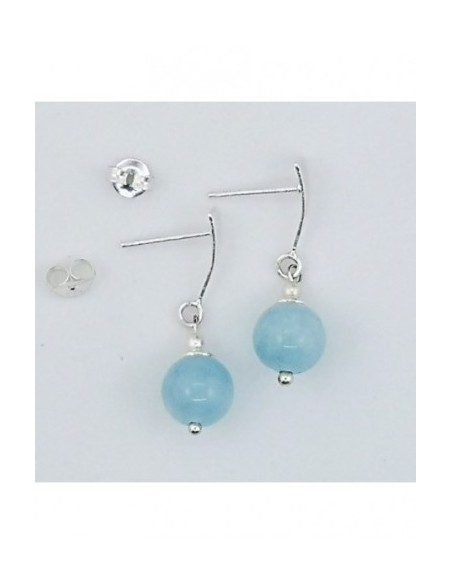 Pendientes de Gemas de Bola con Adorno de Plata Triángulo