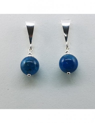 Ball Gemstone Earrings with Silver Triangle Ornament