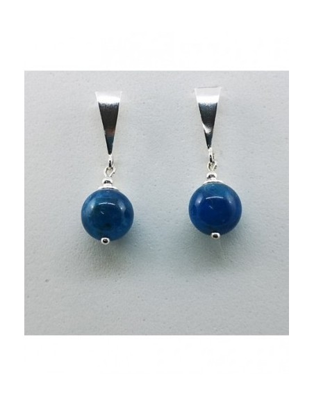 Ball Gemstone Earrings with Silver Triangle Ornament