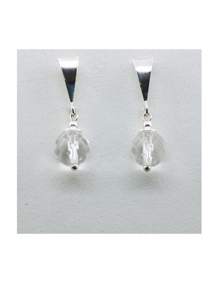 Ball Gemstone Earrings with Silver Triangle Ornament