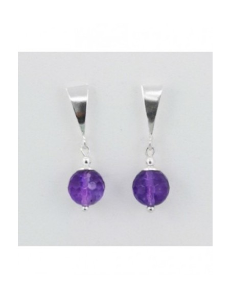 Ball Gemstone Earrings with Silver Triangle Ornament