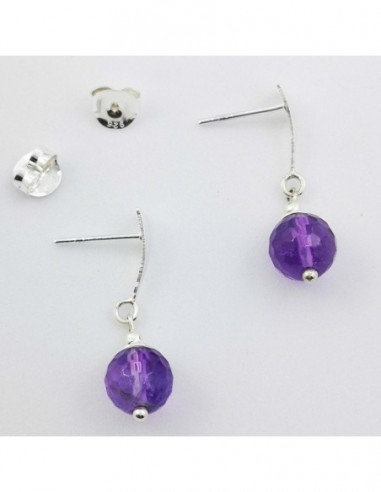 Ball Gemstone Earrings with Silver...