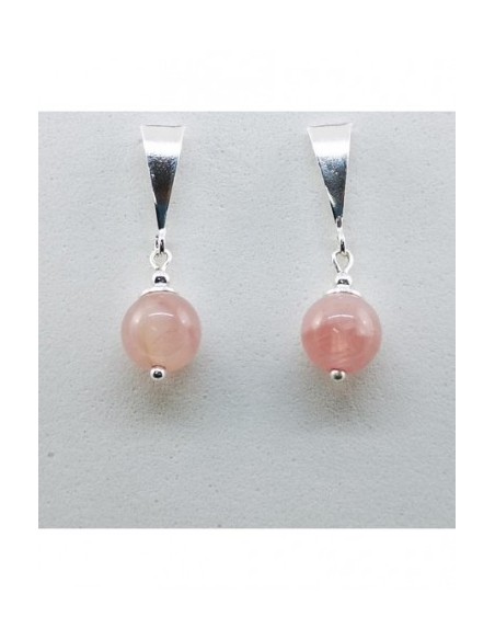 Ball Gemstone Earrings with Silver Triangle Ornament