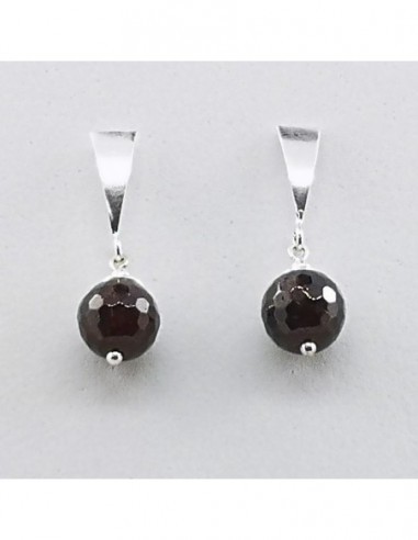 Ball Gemstone Earrings with Silver Triangle Ornament