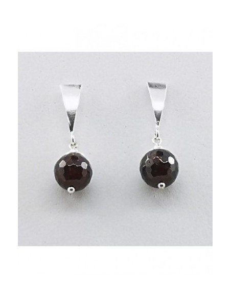 Ball Gemstone Earrings with Silver Triangle Ornament