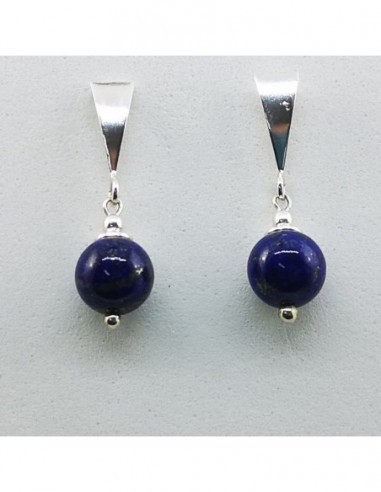 Ball Gemstone Earrings with Silver Triangle Ornament