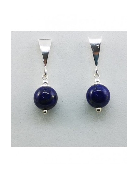 Ball Gemstone Earrings with Silver Triangle Ornament