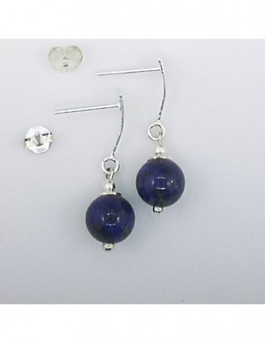 Ball Gemstone Earrings with Silver...
