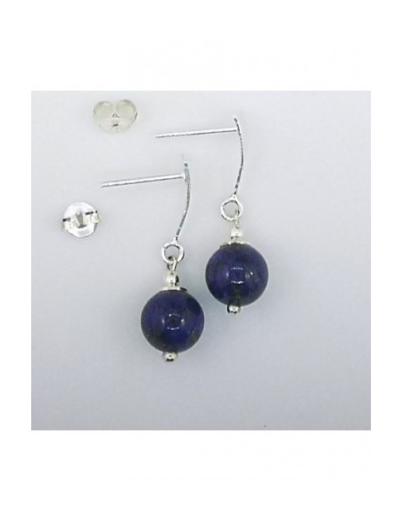 Ball Gemstone Earrings with Silver Triangle Ornament