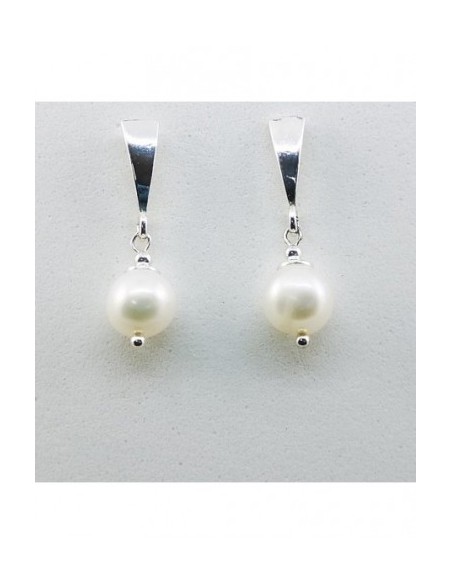 Ball Gemstone Earrings with Silver Triangle Ornament