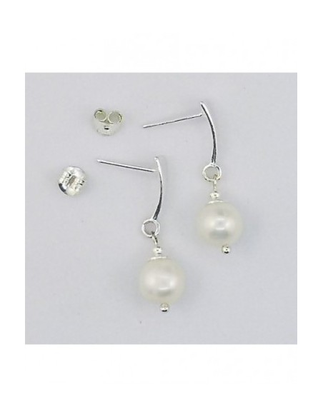 Ball Gemstone Earrings with Silver Triangle Ornament