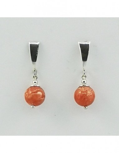 Ball Gemstone Earrings with Silver...