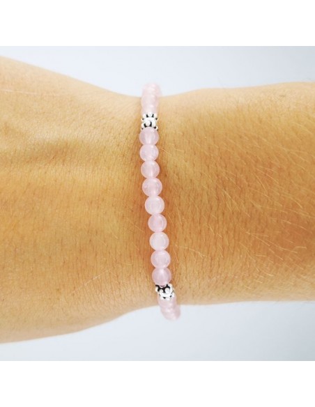 Pulsera Elástica de Gemas, Adornos de Plata y Bola Pequeña