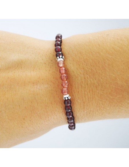 Pulsera de Granate y Cuarzo Fresa