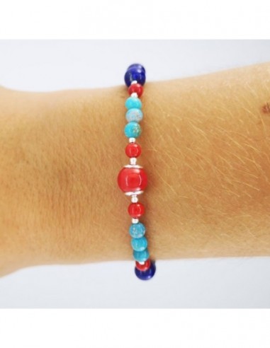 Pulsera de Coral Bambú, Turquesa y...