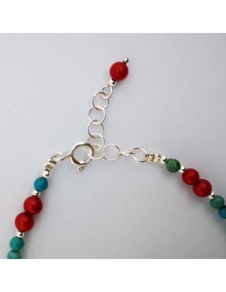Pulsera de Coral Bambú, Turquesa y Lapislázuli