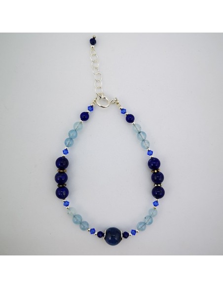 Pulsera de Cianita, Lapislázuli y Aguamarina