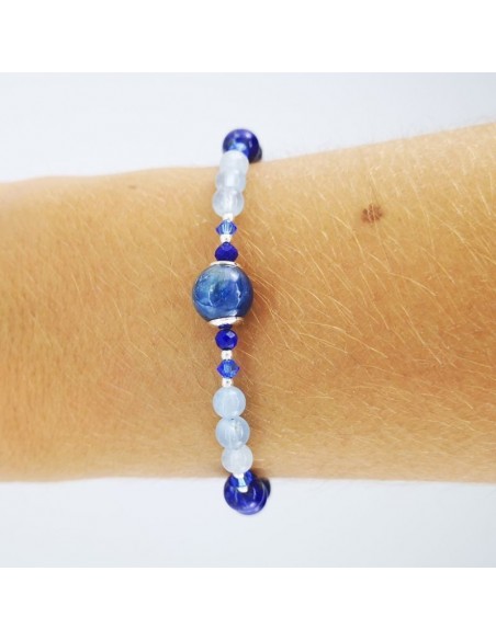 Pulsera de Cianita, Lapislázuli y Aguamarina