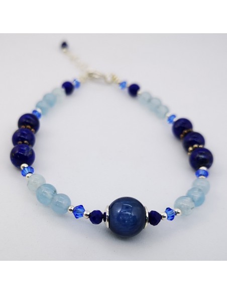 Pulsera de Cianita, Lapislázuli y Aguamarina