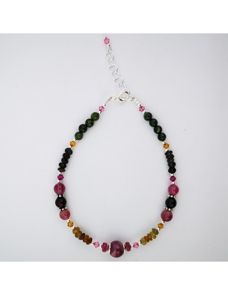 Pulsera de Turmalina Multicolor y Rubí