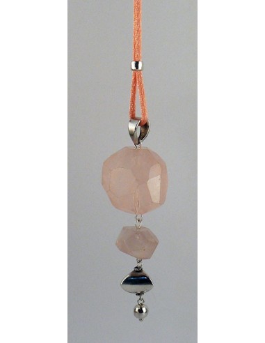 Colgante de Cordon de Cuarzo Rosa