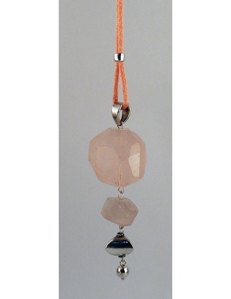 Colgante de Cordon de Cuarzo Rosa