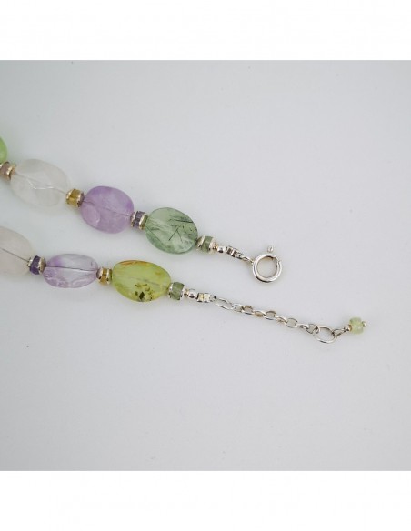 Collar de Prehnita, Cuarzo Rosa y Amatista