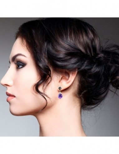 Round Gemstone Ball Earrings with...