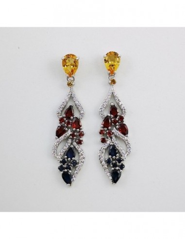 Citrine Quartz, Garnet, and Iolite Earrings