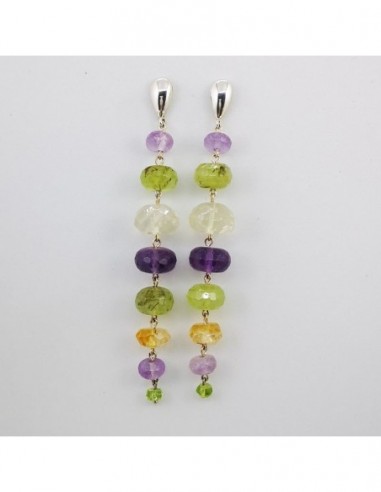 Citrine Quartz, Amethyst, and Prehnite Earrings